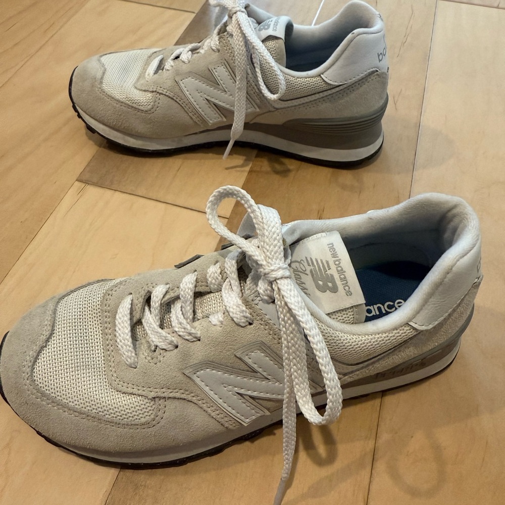 New Balance Off-White and Gray Sneakers
